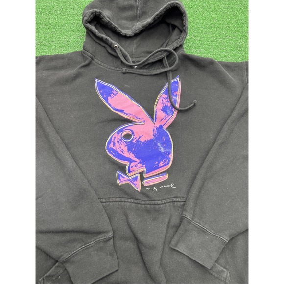 Playboy Andy Warhol Bunny Hoodie Sweatshirt Mens Size XL Small Flaw Read Desc